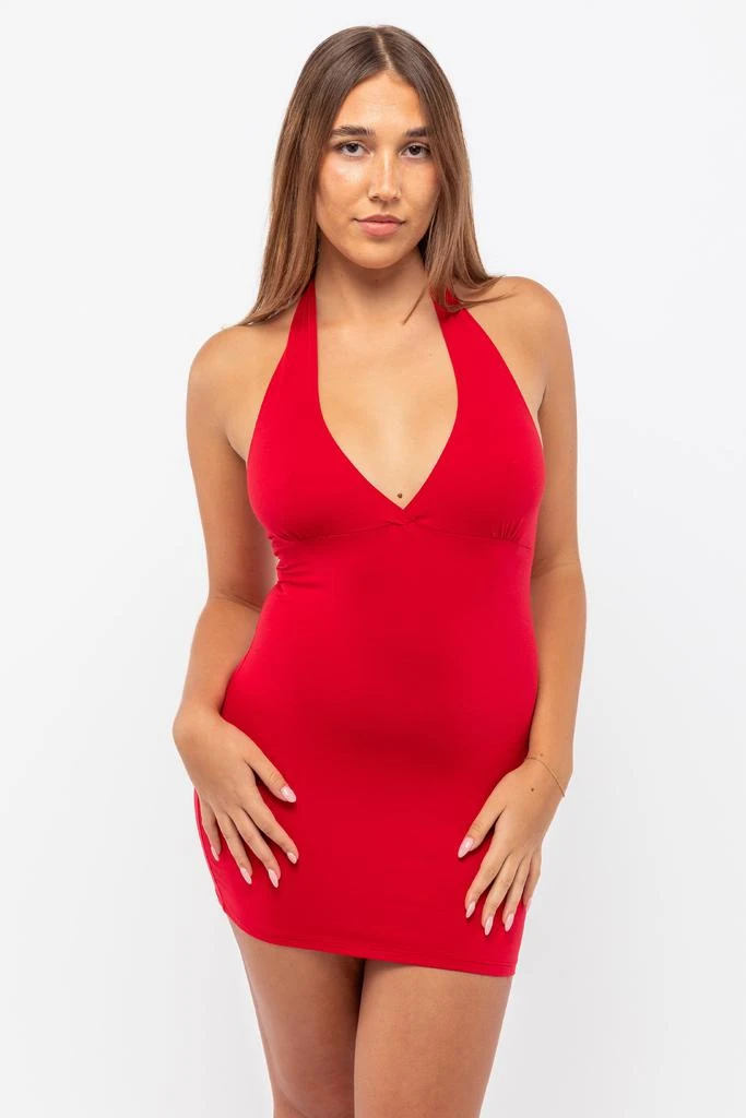 Los Angeles Apparel 8372 - Cotton Spandex Halter Mini Dress 1