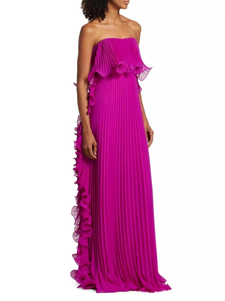 Badgley Mischka Strapless Pleated Ruffle Gown 3