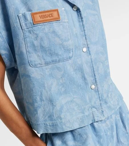 Versace Barocco cropped denim chambray shirt 5