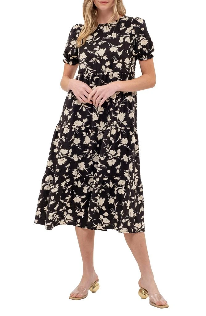 AUGUST SKY Floral Tiered Midi Dress 1