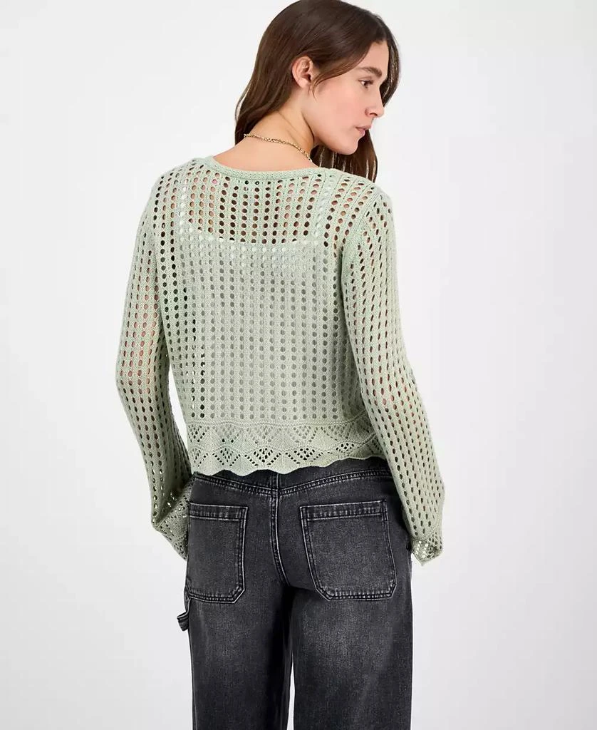 Hooked Up by IOT Juniors
 Tie-Front Crochet Cardigan Sweater 2