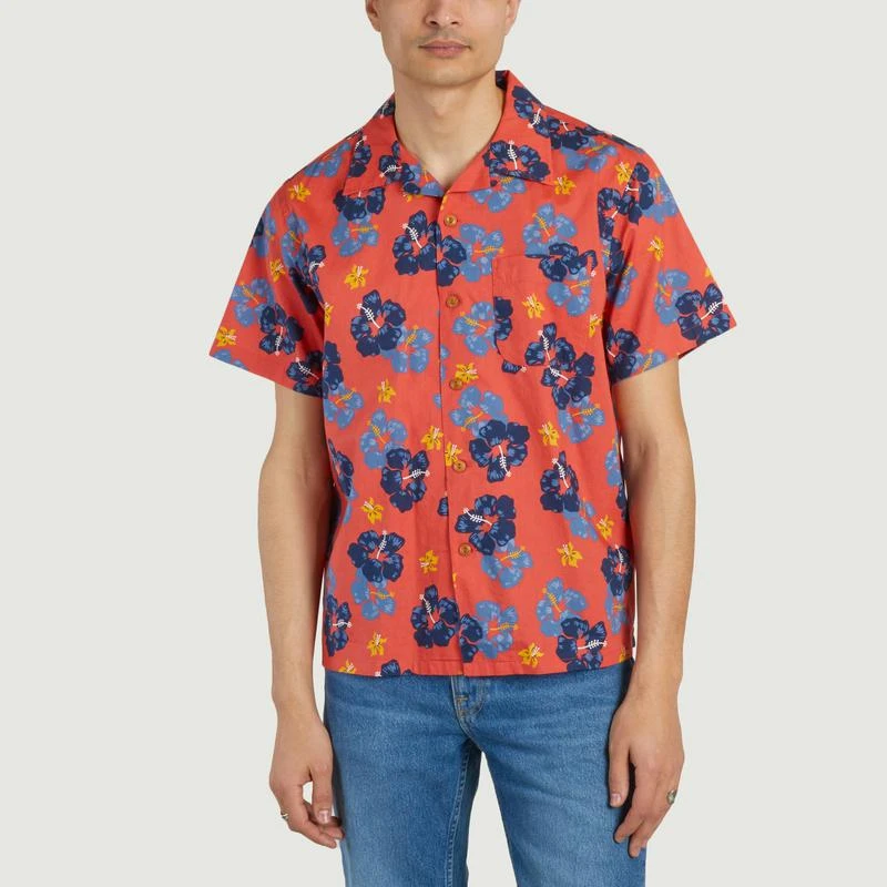 Nudie Jeans Arthur Flower Hawaiian Shirt Rouge NUDIE JEANS 1