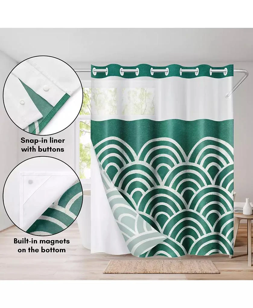 Americanflat Hookless Shower Curtain with Sheer Panel, Snap-In Liner, and Grommets, 72x75 4