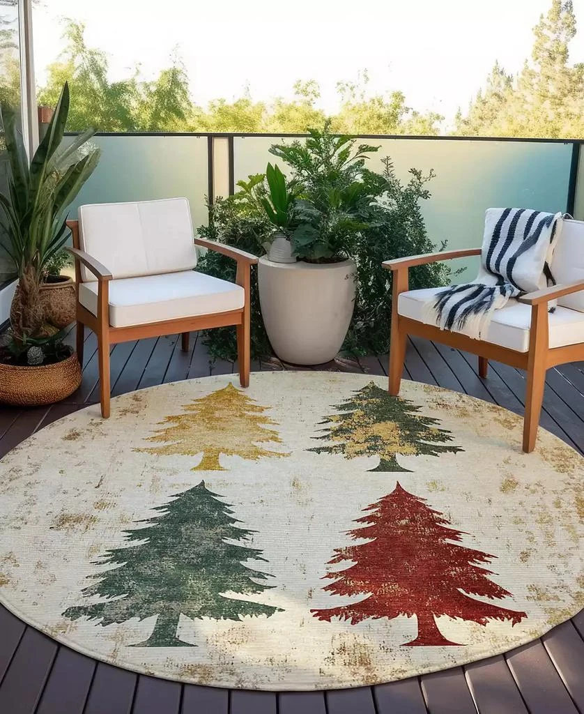 Addison Holiday Washable Indoor/Outdoor ACN1811 8
x8
 Round Area Rug 5