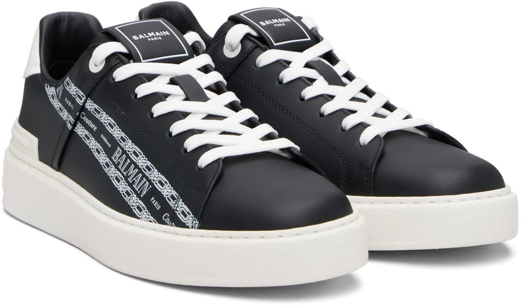 Balmain Black 
White B-Court Printed Calfskin Sneakers 4