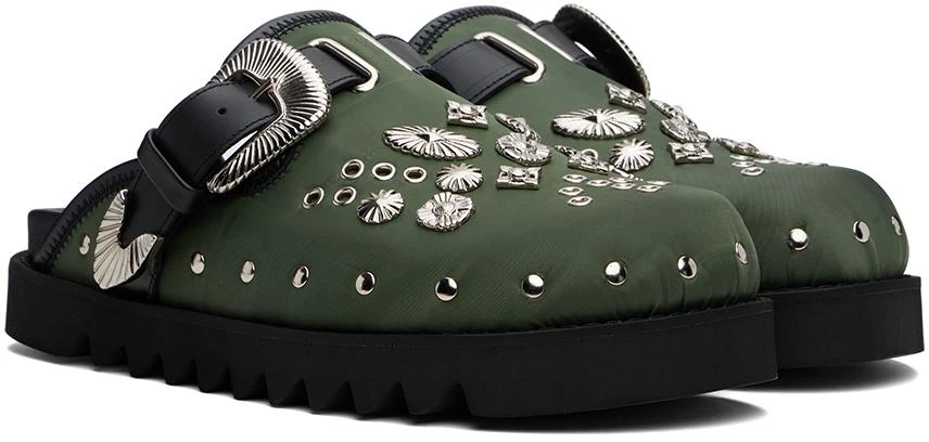 Toga Virilis Green Eyelet Metal Sabot Slip-on Loafers 4