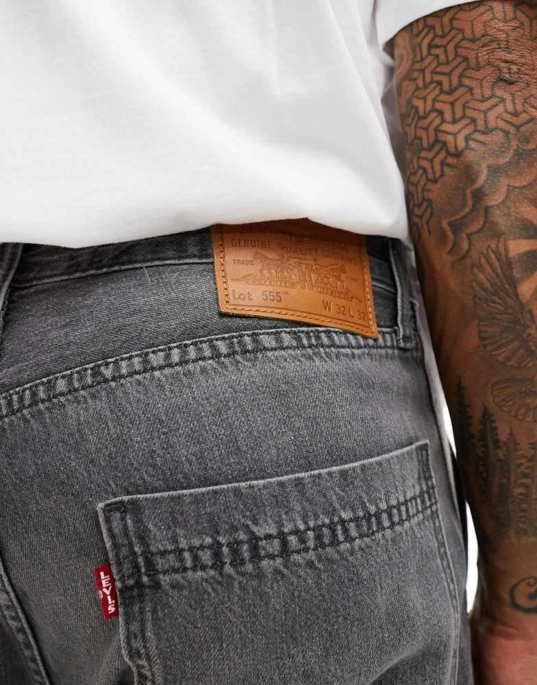 Levi's Levi's 555 relaxed straight utility jeans in washed black 4