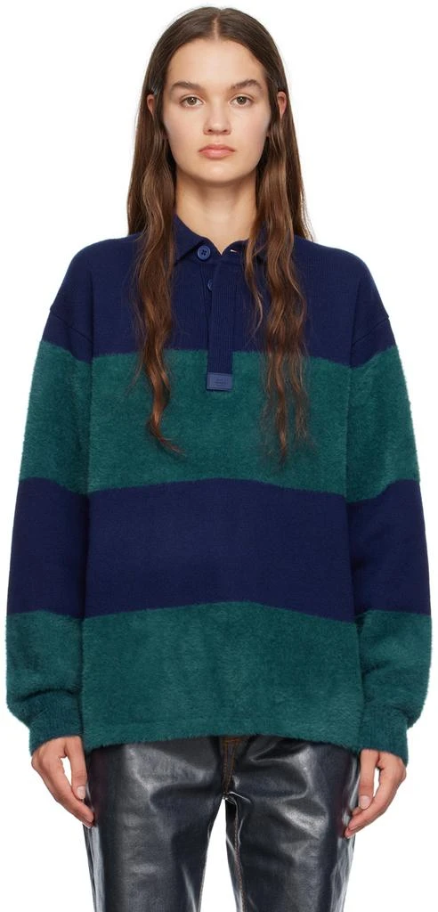 Eytys Navy & Green Jarvis Long Sleeve Polo 1