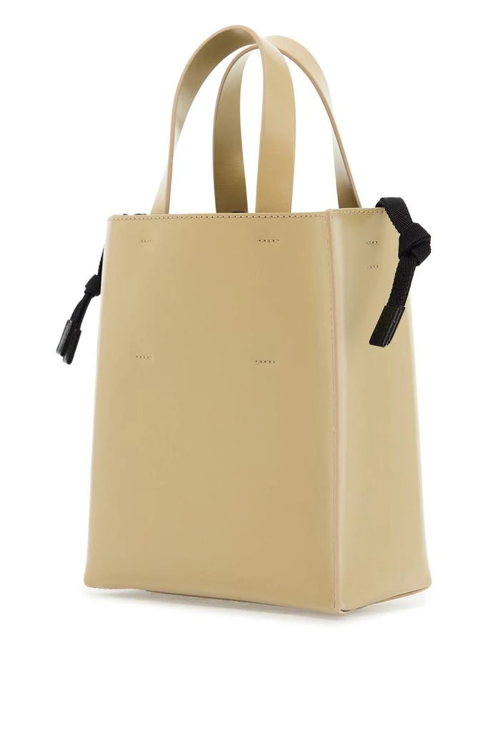 Marni beige leather shopping bag with short handles and shoulder strap 2