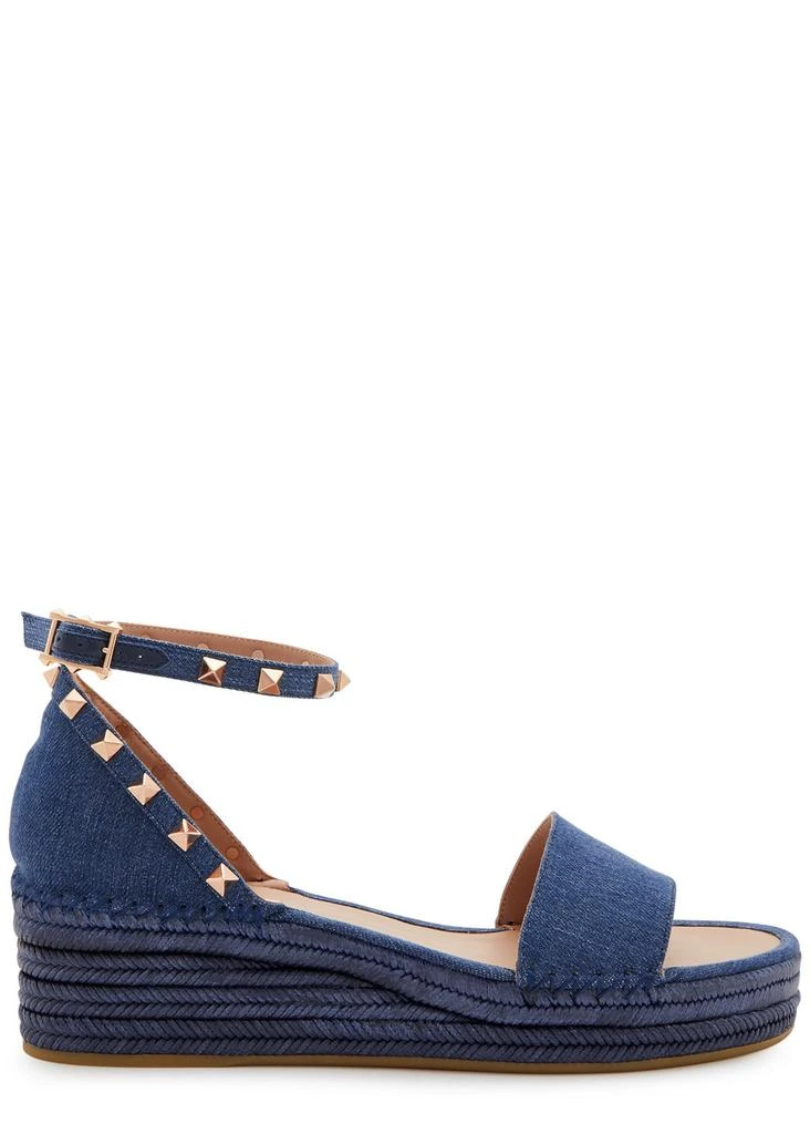 Valentino Rockstud 50 denim wedge espadrilles  1