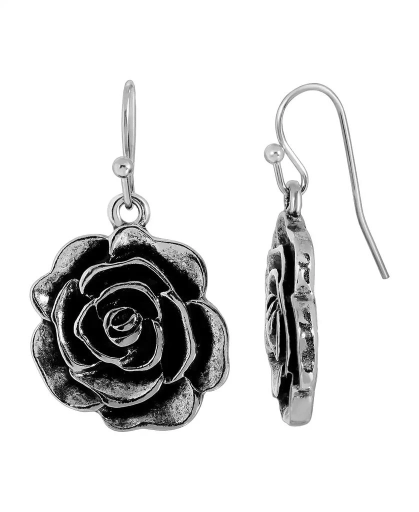 2028 Silver-Tone Flower Drop Earrings 1