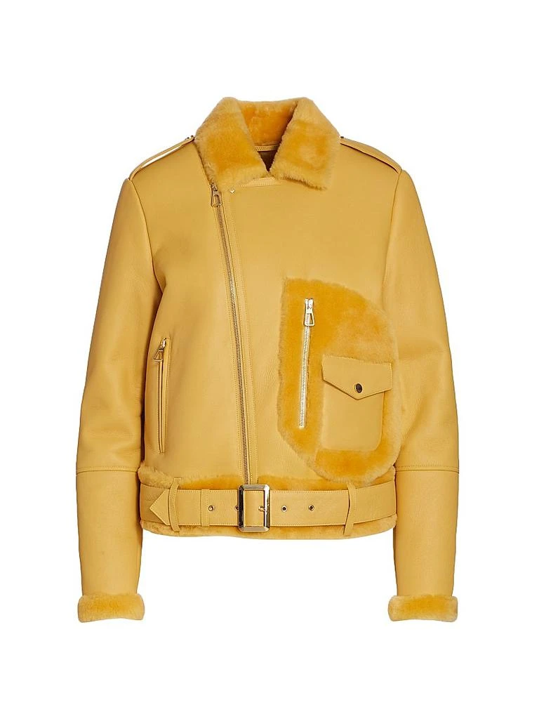 The Fur Salon Shearling-Trimmed Leather Moto Jacket 1