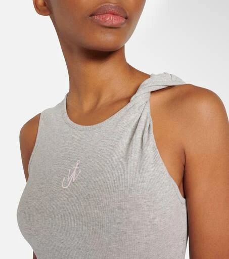 JW Anderson Logo embroidered cotton jersey maxi dress 4