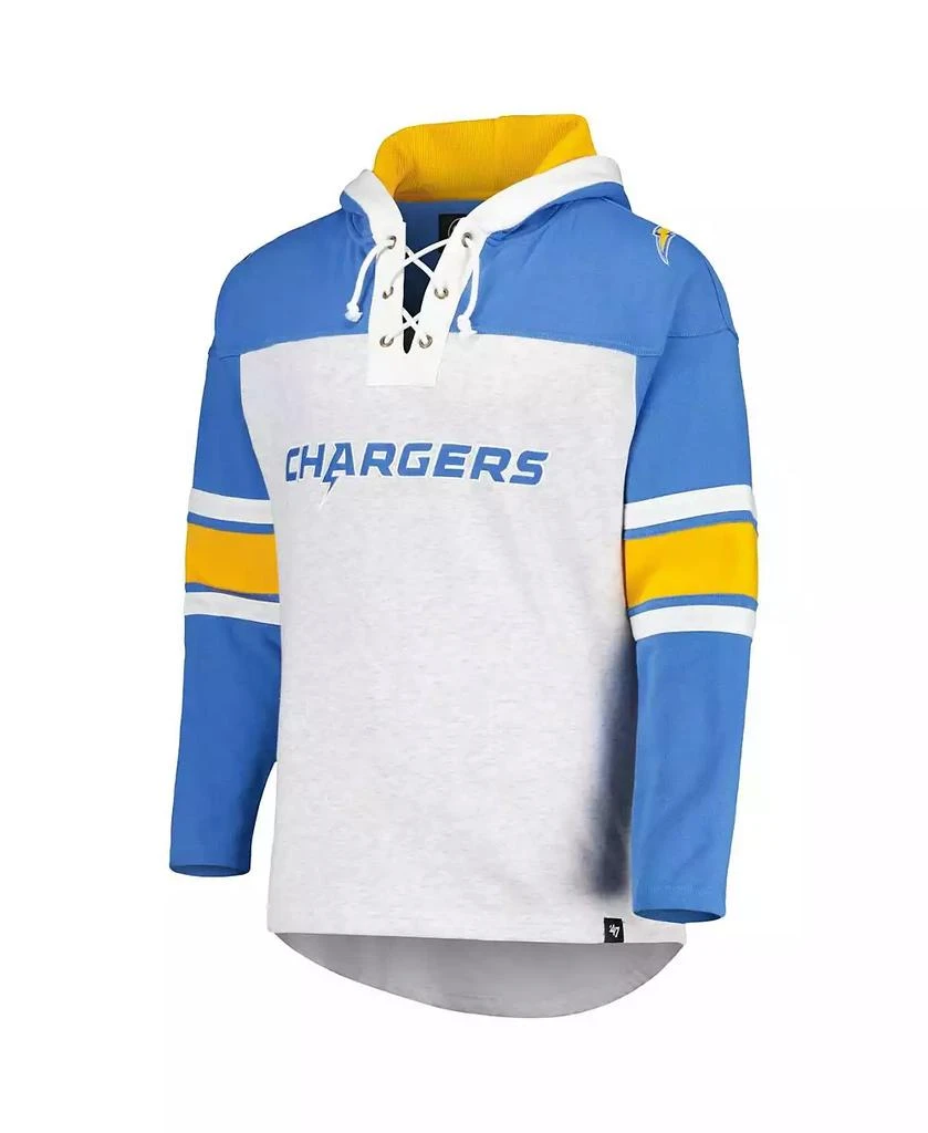 47 Brand Men's Los Angeles Chargers Heather Gray Gridiron Lace-Up Pullover Hoodie 4