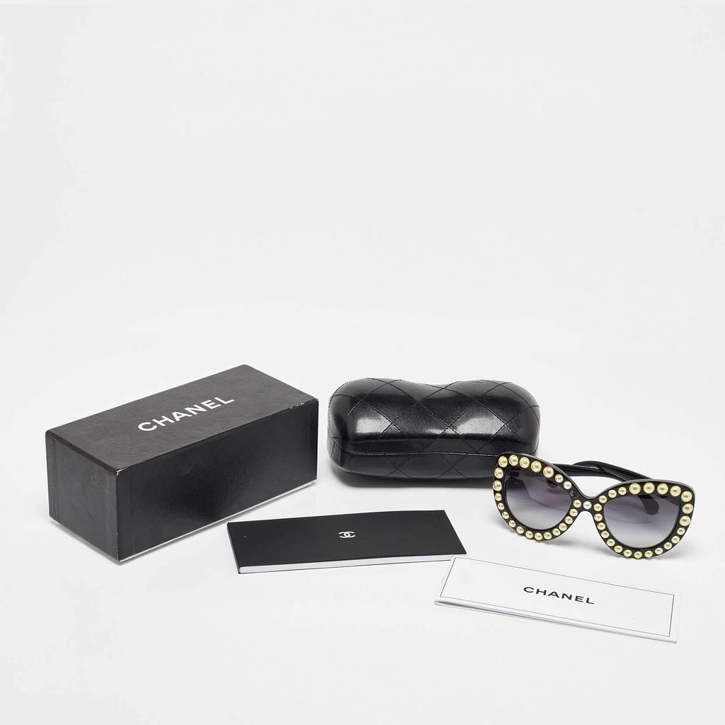 Chanel Black/grey Gradient 71095 Faux Pearl Cat-Eye Sunglasses 4
