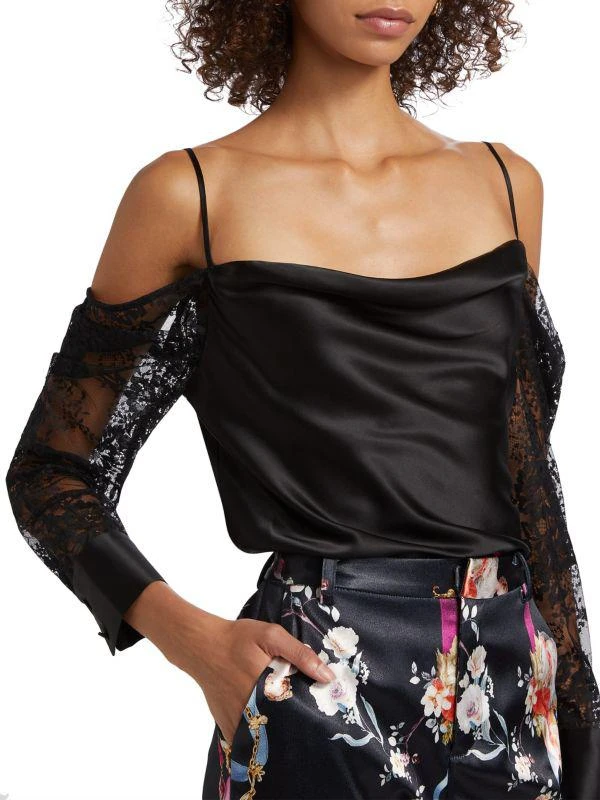 L'Agence Zion Silk-Lace Off-The-Shoulder Top 4