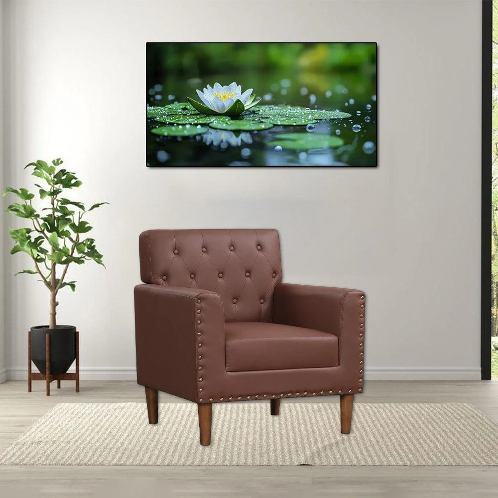 Hivvago Vintage Style Accent Chair with Tufted Upholstery and Nailhead Trim