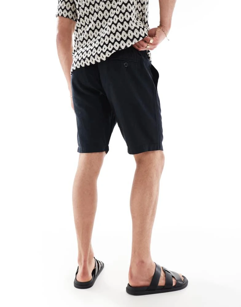 French Connection Mens French Connection linen drawstring shorts in navy 2