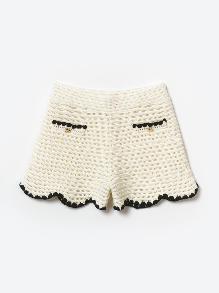 Self Portrait Girls Crochet Mini Skirt in Ivory