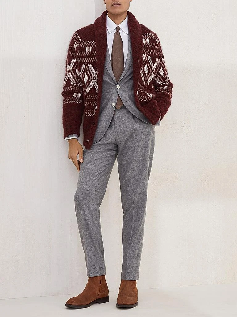 Brunello Cucinelli Alpaca, Virgin Wool and Cashmere Geometric Jacquard Cardigan 6