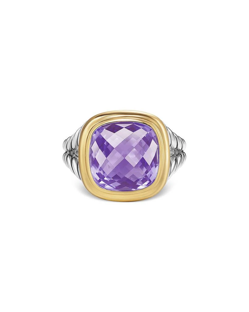 David Yurman Albion® Ring in Sterling Silver with 18K Yellow Gold and Amethyst, 11mm 4