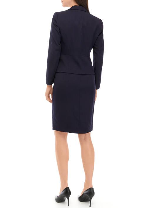 Le Suit Suit Womens Tonal Check Three Button Jacket And Side Slit Skirt