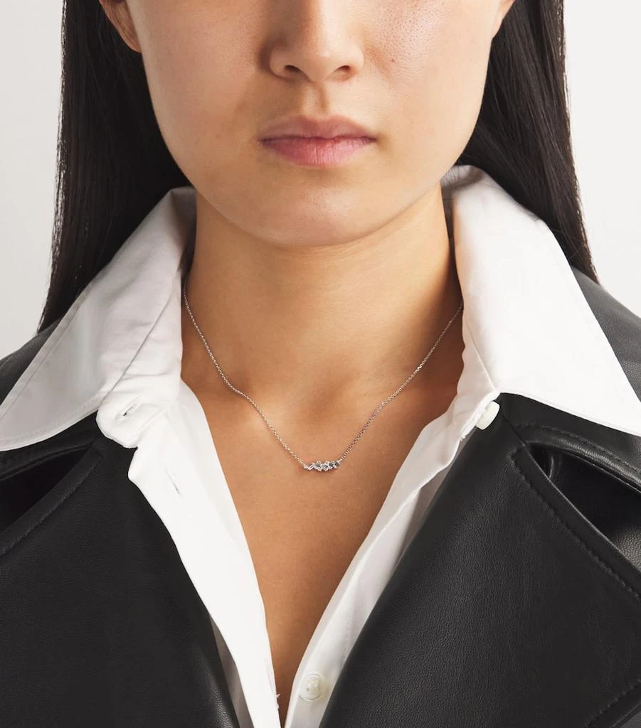 Suzanne Kalan White Gold and Diamond Frenzy Mini Bar Necklace 2