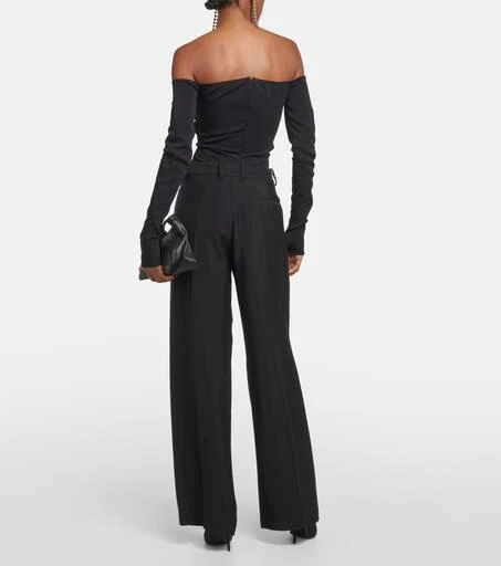 Mugler Circle off-shoulder cutout bodysuit 3