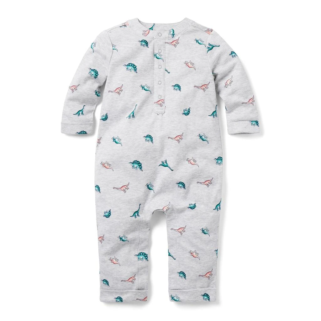 Janie and Jack Dino Print Henley One-Piece (Infant) 1