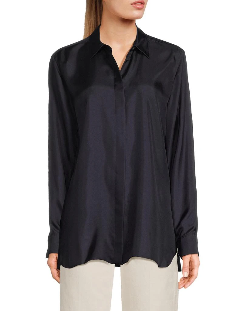 Theory Silk Button-Front Shirt