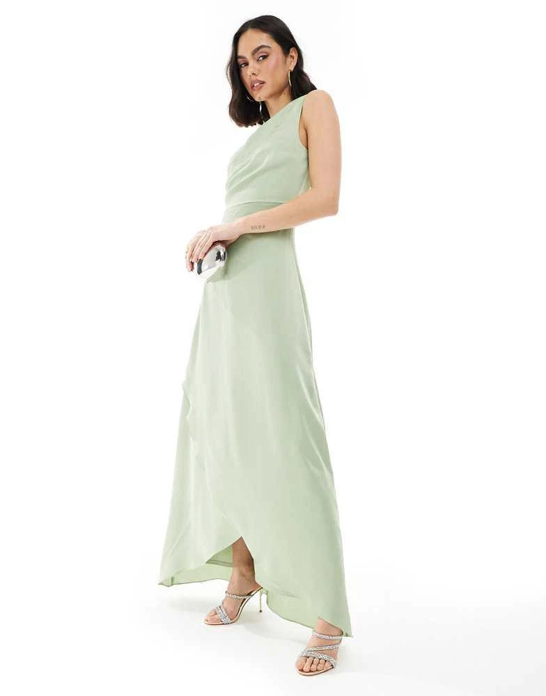 slim fit dress slacks Fairytale Sage Plunge-Neck Chiffon Maxi Dress With Cape Sleeve – Club L  London