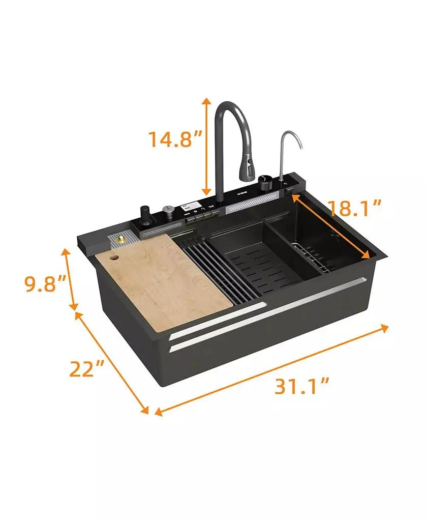 LALAHOO 31.5-Inch Drop-In Single Bowl 304 Stainless Steel Kitchen Sink, Pull-Down Faucet Kitchen Set 2