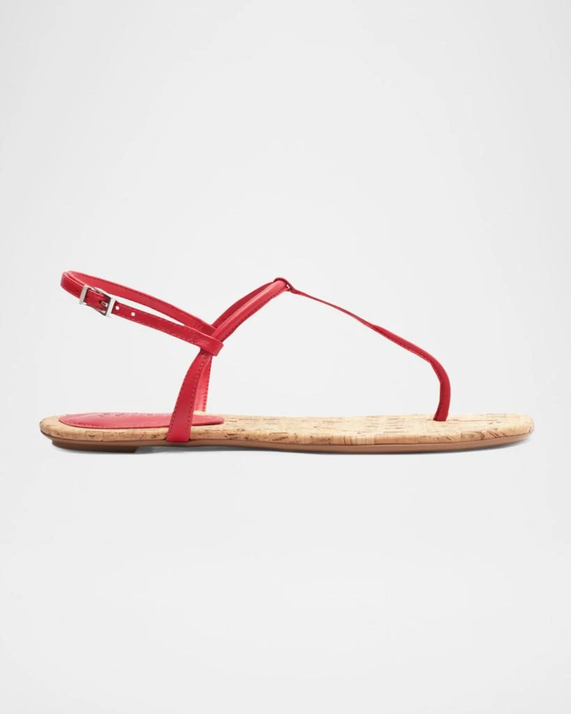 Schutz Elsha Leather T-Strap Flat Sandals 1