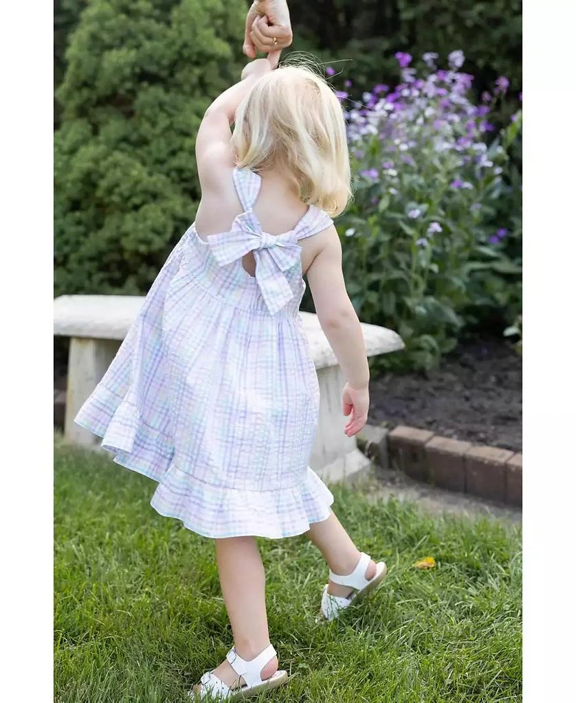 Florence Eiseman Toddler Girls Plaid Seersucker Dress With Flowers 3