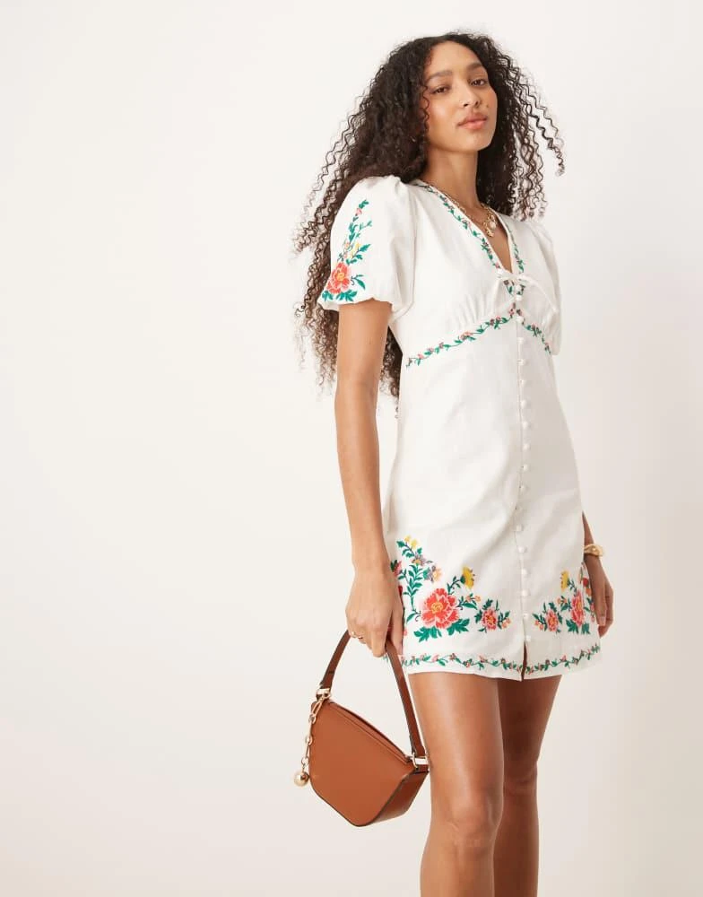 knee length dresses for ladies Forever New Orange Floral Open Front Mini Dress main image 1