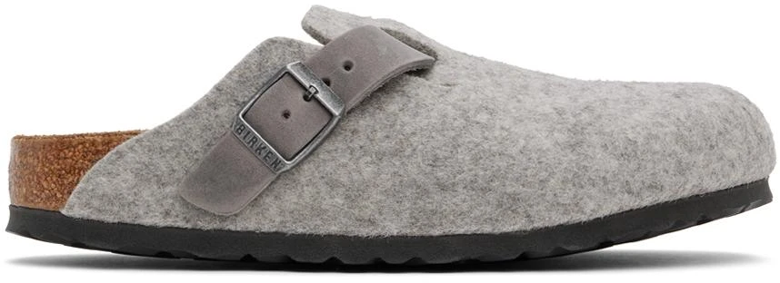Birkenstock Gray Narrow Boston Slip-on Loafers - Single  display picture 3