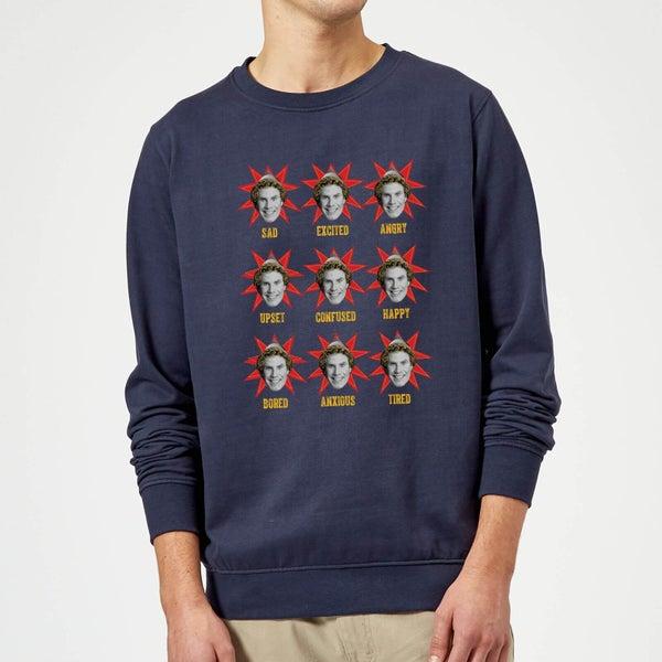 Elf Elf Faces Christmas Sweater - Navy
