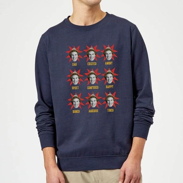 Elf Elf Faces Christmas Sweater - Navy 1