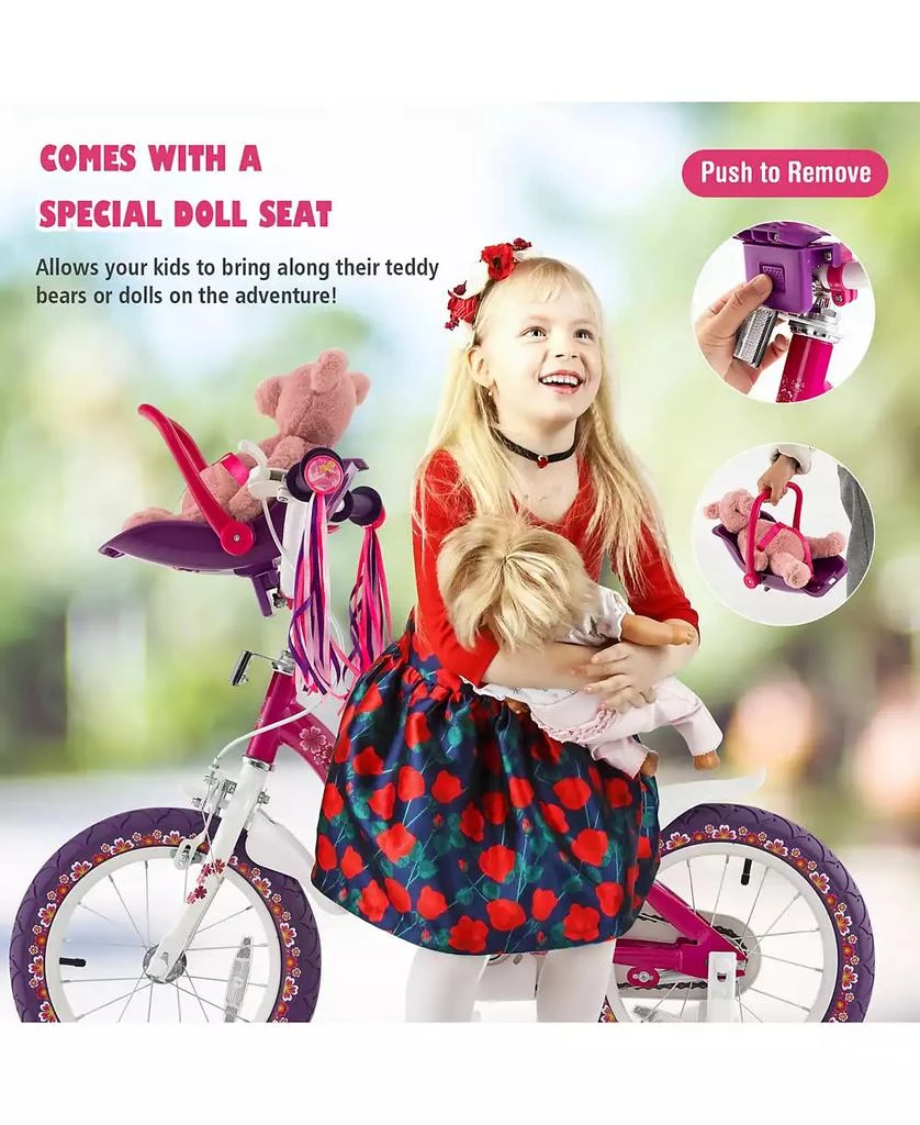 Mecale 14 Inch Kids Bike with Doll Seat and Removable Training Wheels 8