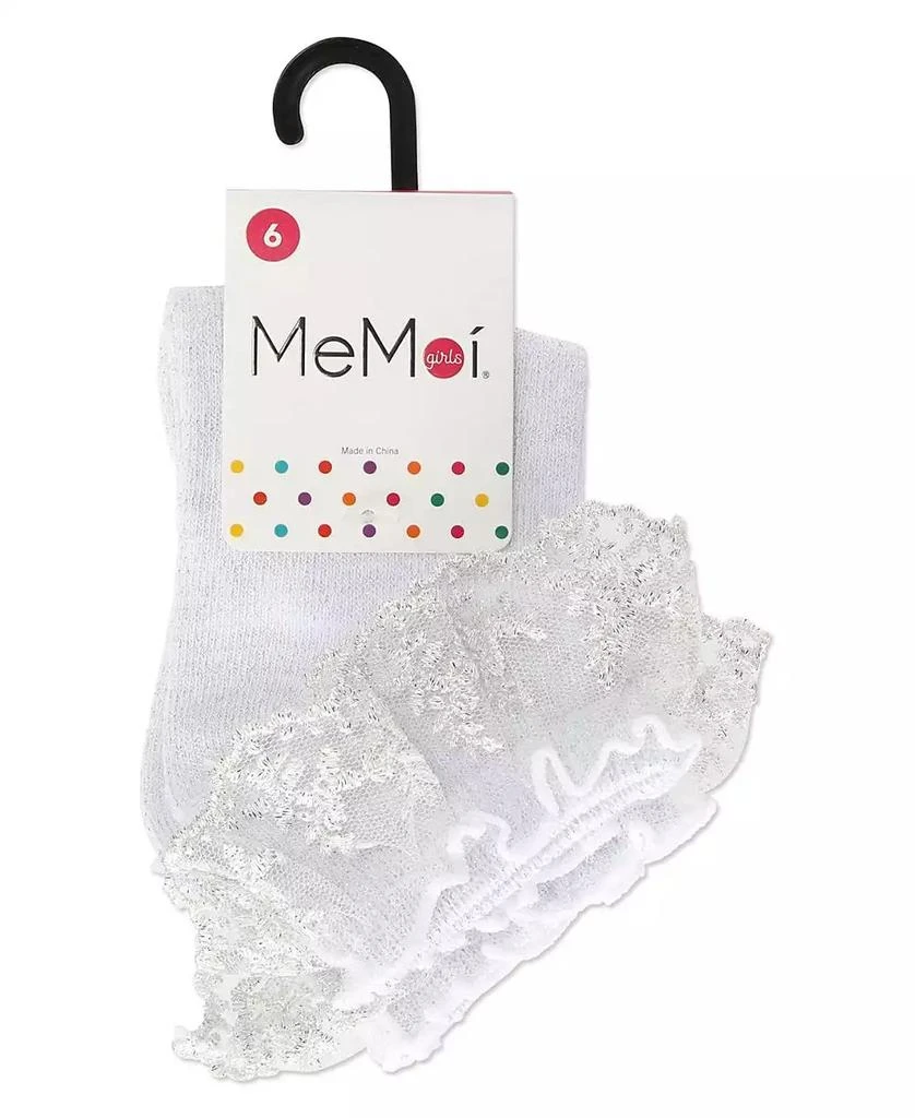 Memoi Little Girls Step and Shimmer Ruffle Anklet Socks 3