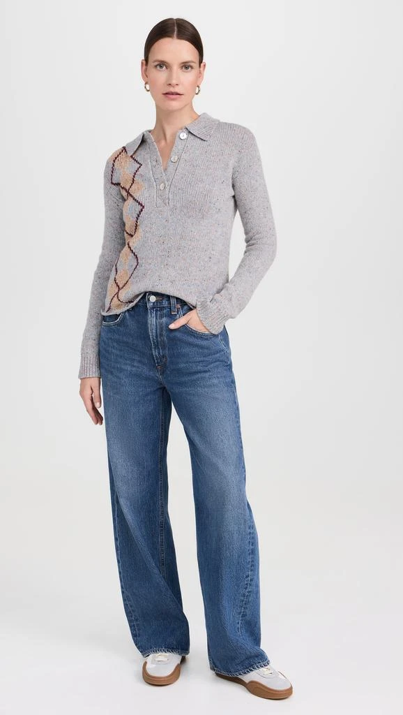 Lingua Franca Lee Tweed Argyle Polo Shirt 4