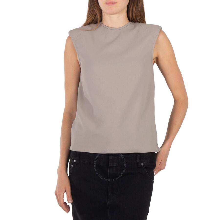Tibi Ladies Mink Grey Chalky Drape Padded Shoulder Sleeveless Top