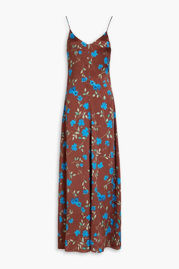 Ganni Floral-print stretch-silk satin maxi slip dress 1