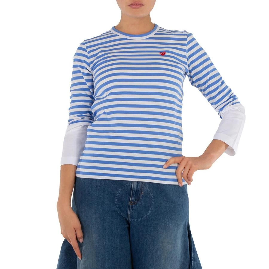Cdg Play Horizontal-Stripe Heart Emblem  Long-Sleeve T-Shirt 1