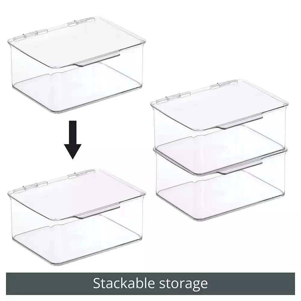mDesign Plastic Storage Organizer Box with Hinge Lid, 8-Pack 3