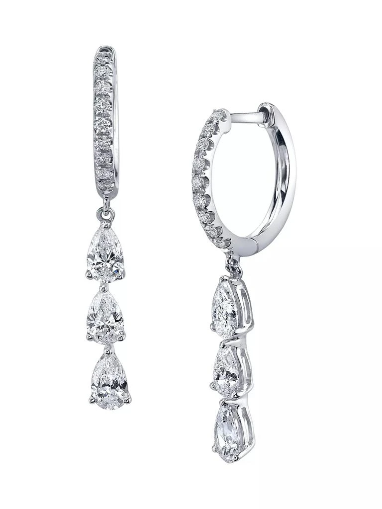 Anita Ko Huggies 18K White Gold &amp; 1.3 TCW Diamond Drop Earrings 1