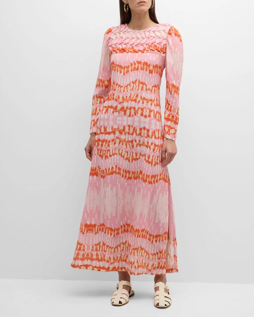 Atelier 17.56 Nicola Abstract-Print Smocked Maxi Dress 1