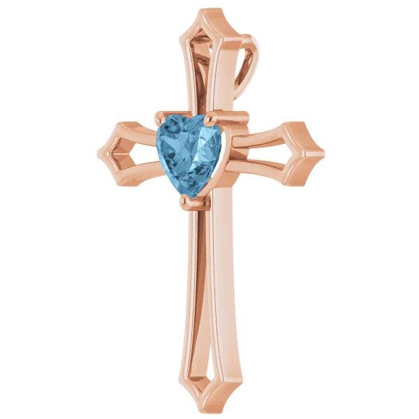Pompeii3 7mm Blue Topaz Women's Heart Pendant in 14k Gold Necklace 7mm Tall