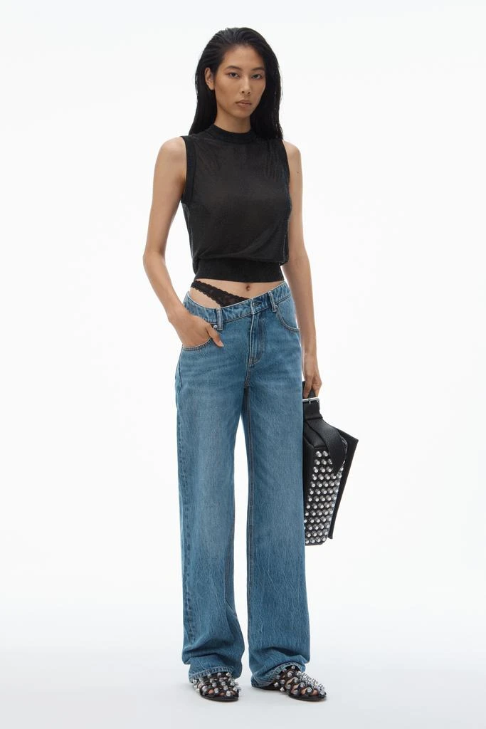 Alexander Wang Pre-Styled Denim Jeans with Asymmetrical Lace Waistband 1