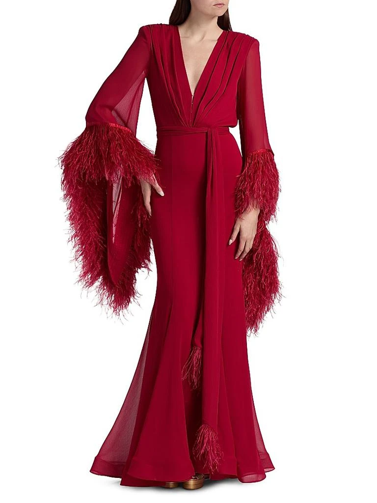 BRONX AND BANCO Geisha V-Neck Feather Gown 3